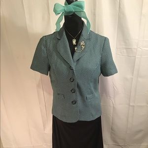 Business/BOHO Black Dress-Size L & Light Green Polka Dot Jacket-Size 10